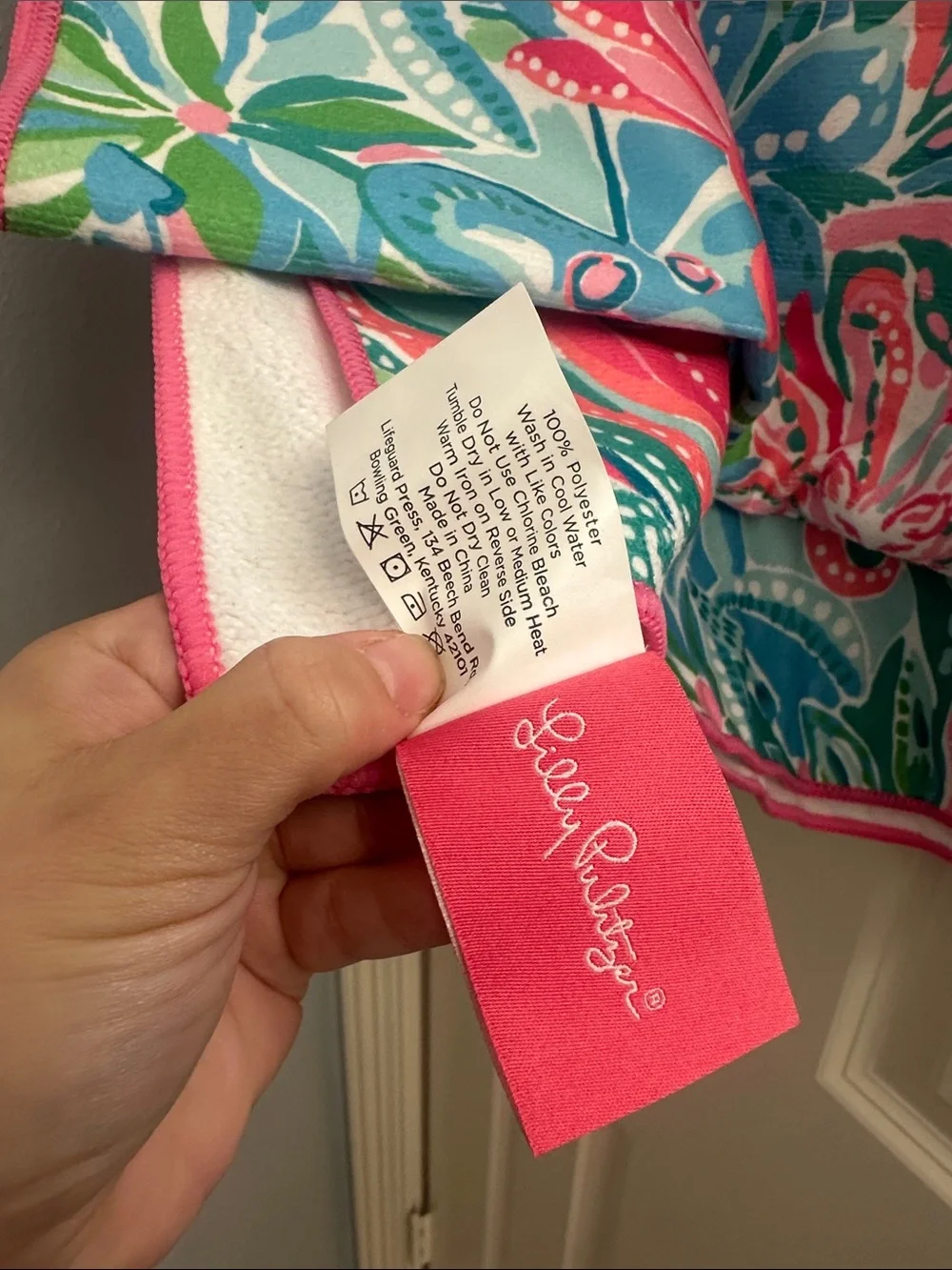 Lilly Pulitzer Tropical Floral Beach Towel in Pink, Teal & Green